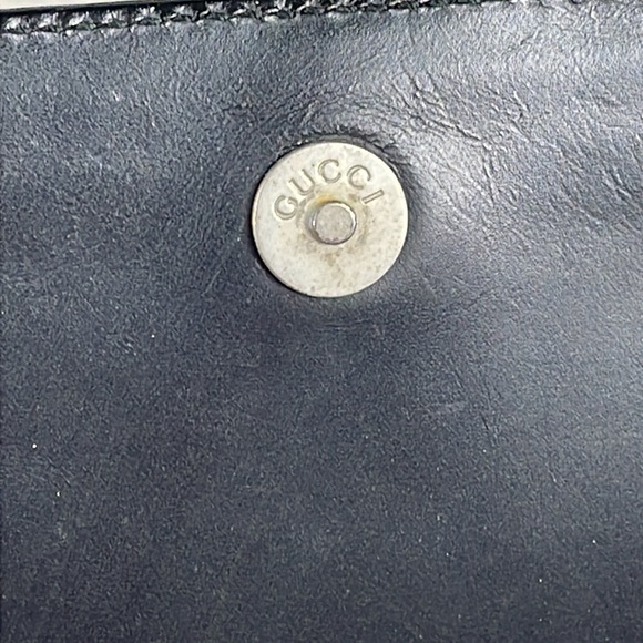 Vintage Gucci Structured Foldover Flap Shoulder Bag Black Leather Evening - Picture 13 of 16